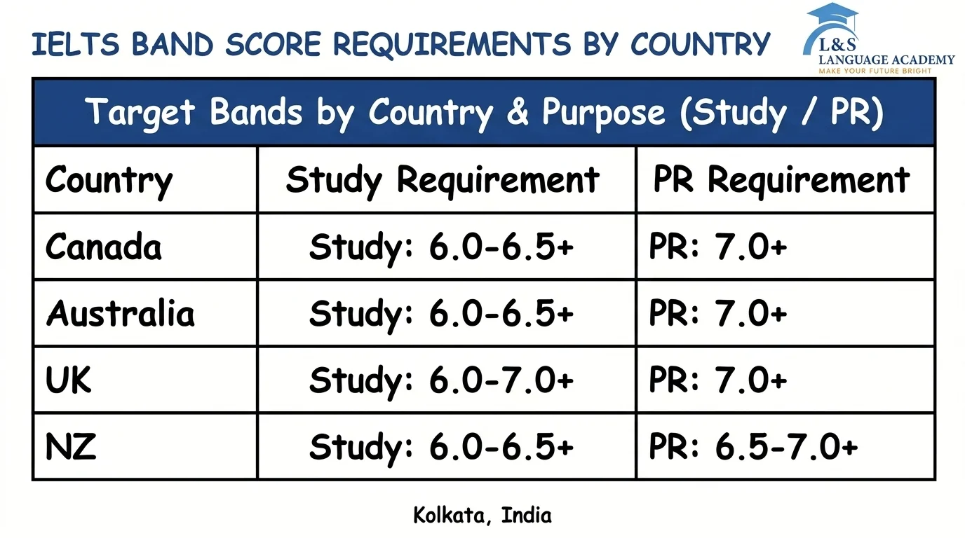 IELTS band score requirements by country