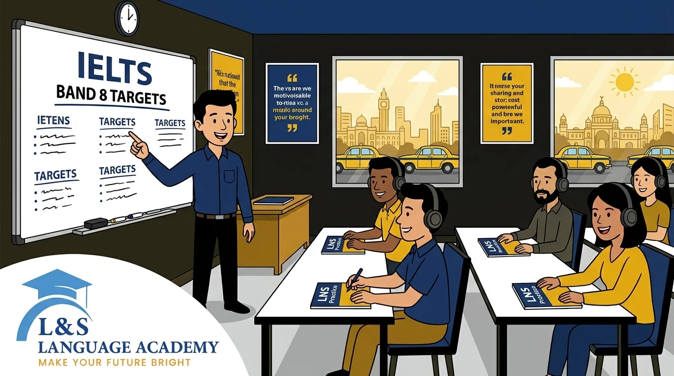 IELTS coaching class in progress at LNS Kolkata
