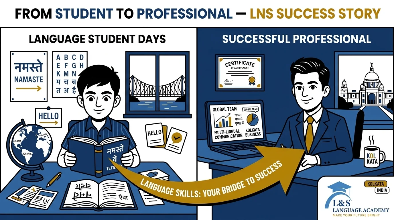 LNS Academy student success story language course Kolkata