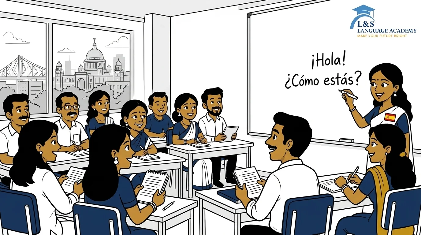 Spanish language class at LNS in Kolkata