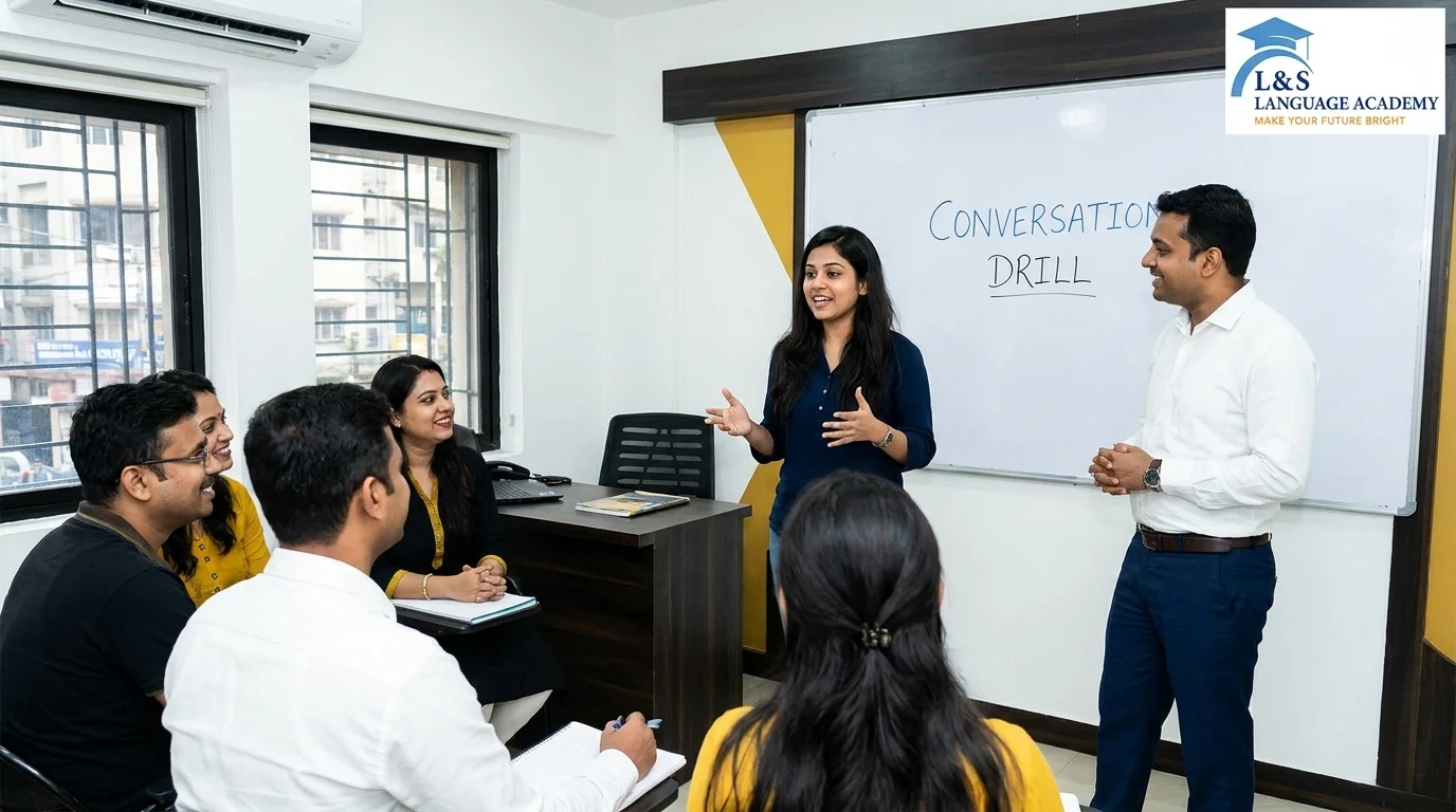 Spoken English class in progress at LNS Kolkata