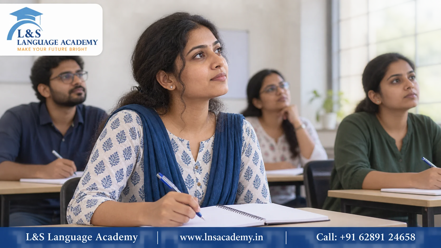 Adult beginner starting a French A1 class at a Kolkata language institute